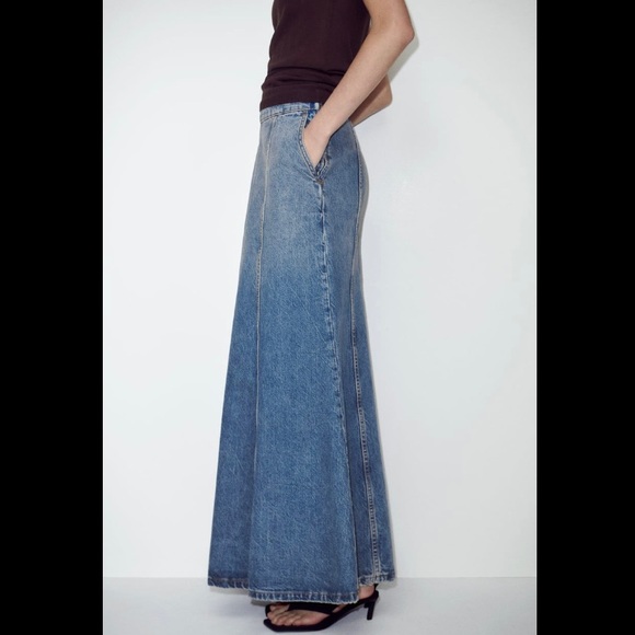 NWT ZARA ZW LONG DENIM SKIRT - Picture 8 of 15
